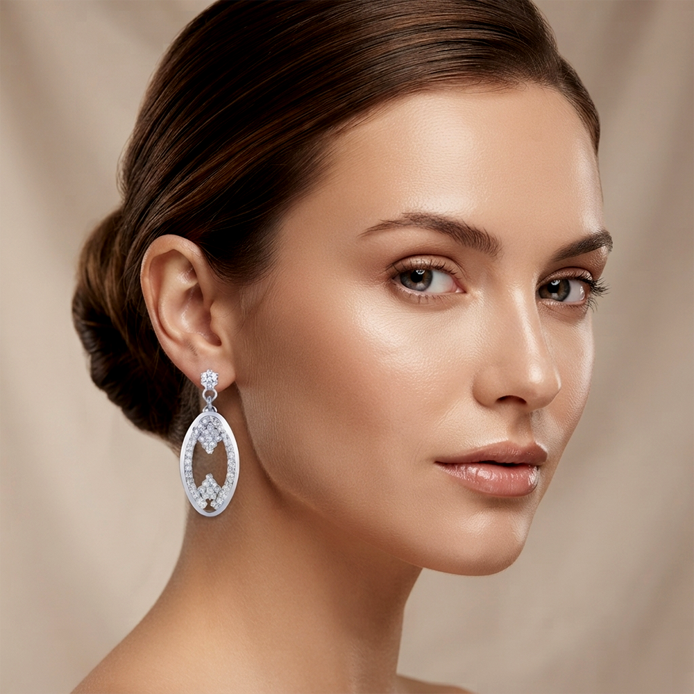 The99Jewel Silver Plated Austrian Stone Dangler Earrings