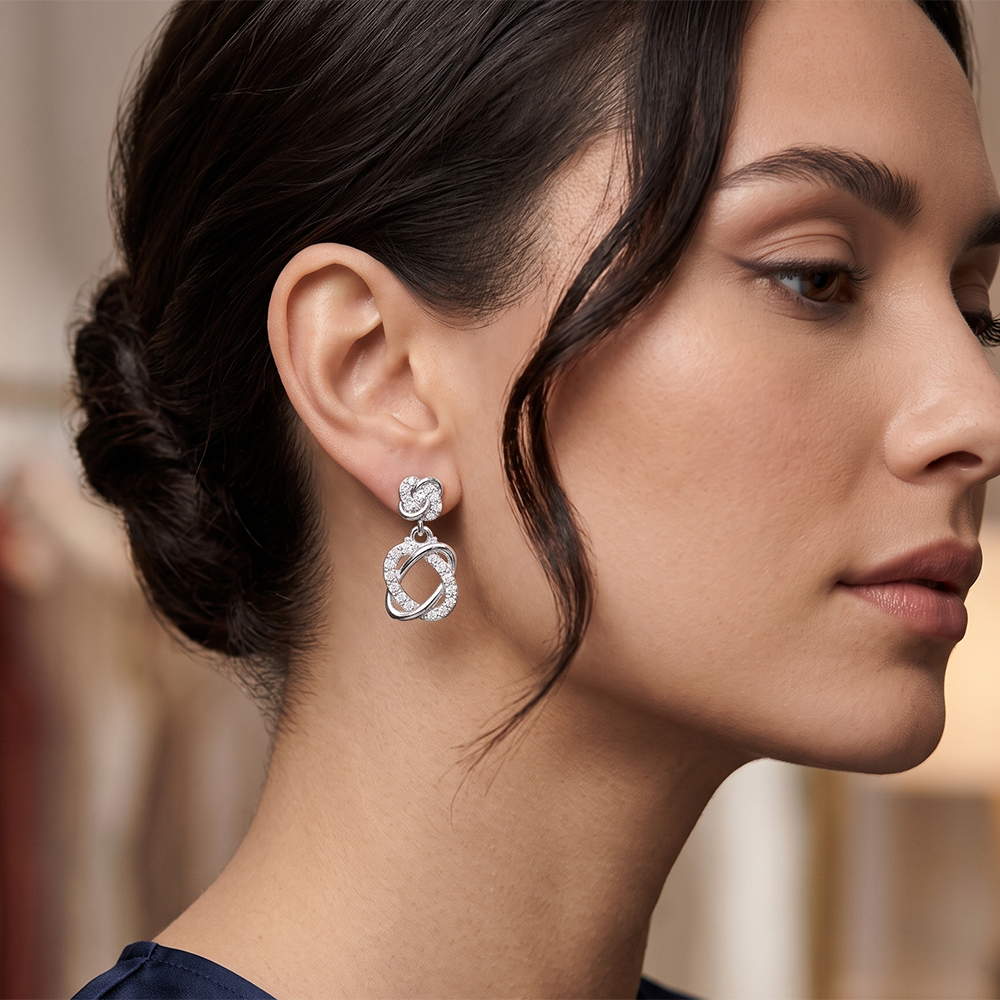 The99Jewel Silver Plated Austrian Stone Dangler Earrings
