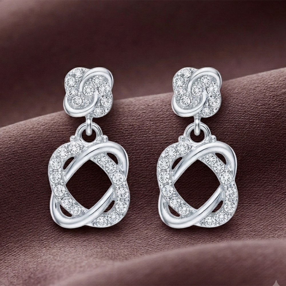 The99Jewel Silver Plated Austrian Stone Dangler Earrings