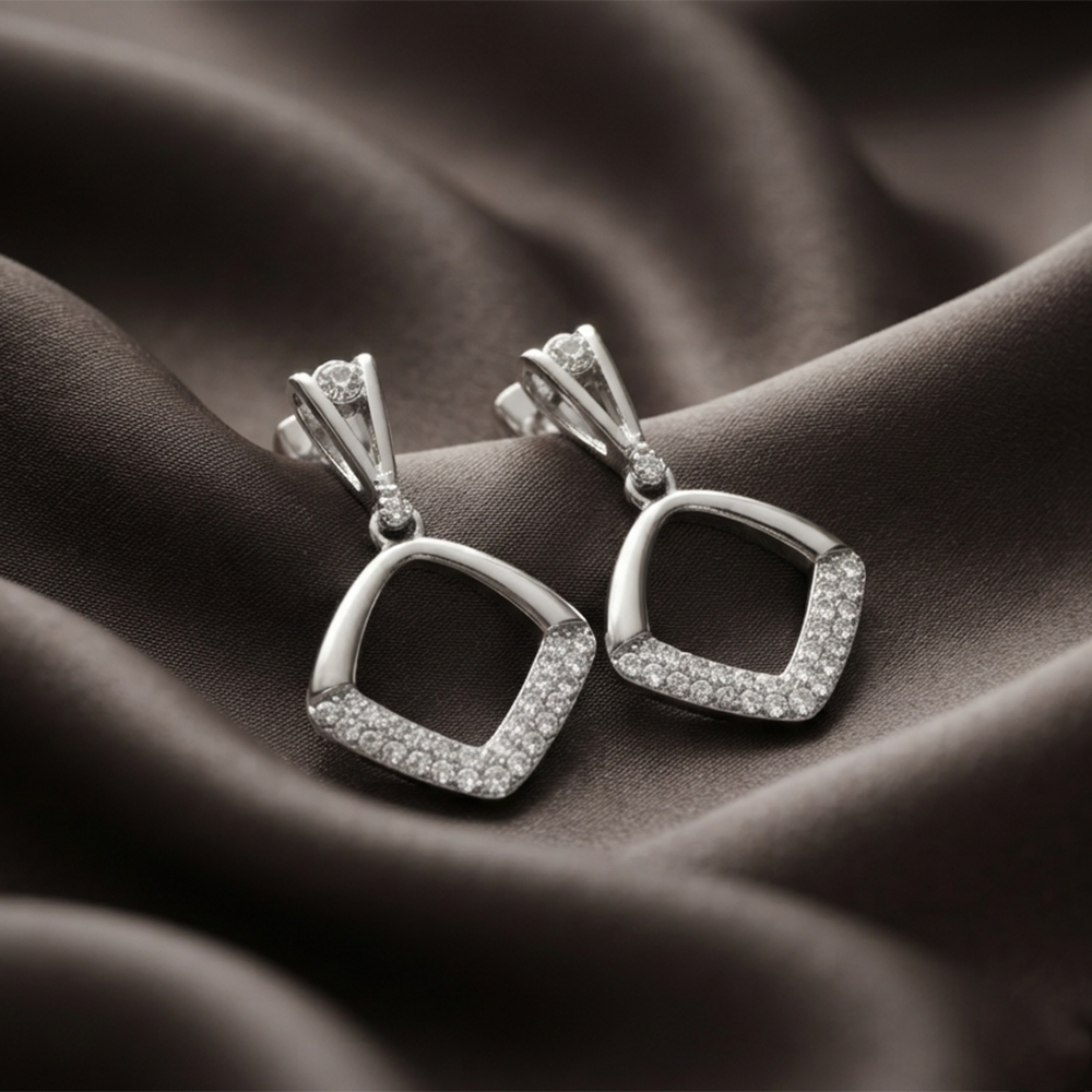 The99Jewel Silver Plated Austrian Stone Dangler Earrings