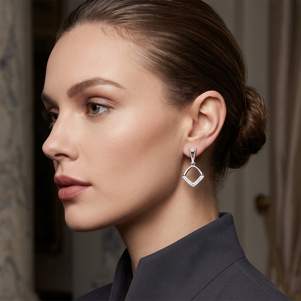 The99Jewel Silver Plated Austrian Stone Dangler Earrings