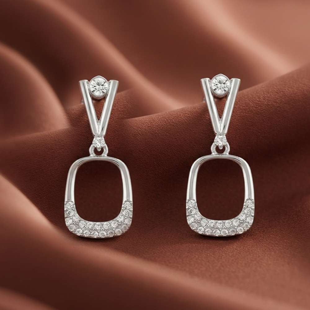 The99Jewel Silver Plated Austrian Stone Dangler Earrings