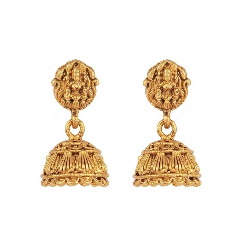 The99Jewel Antique Gold Plated Temple Jhumki Earrings