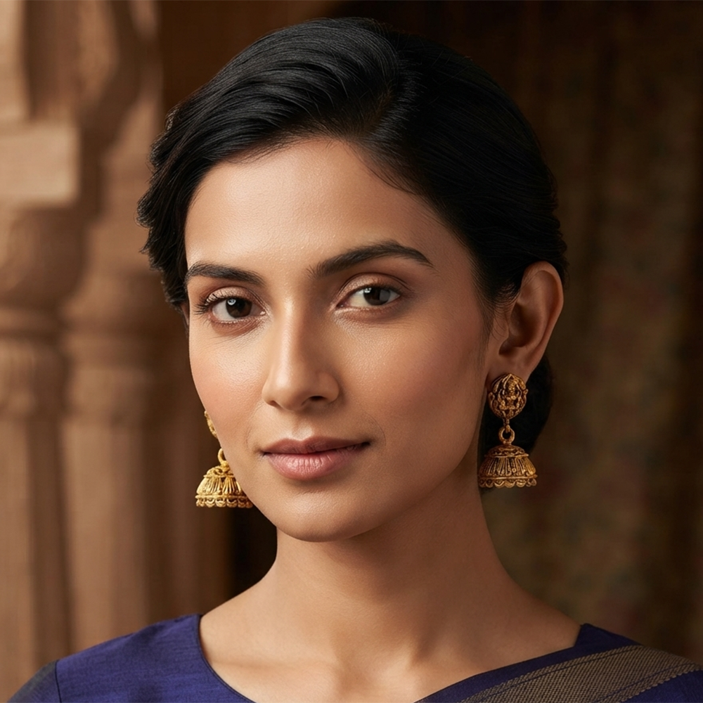 The99Jewel Antique Gold Plated Temple Jhumki Earrings