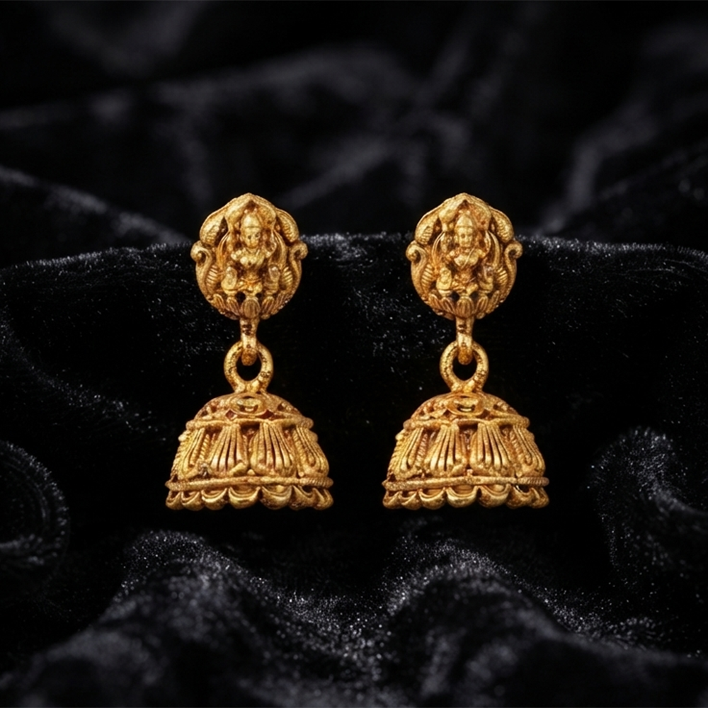 The99Jewel Antique Gold Plated Temple Jhumki Earrings