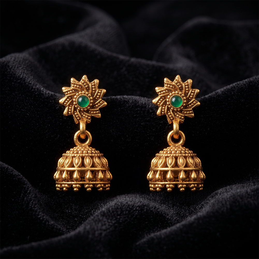 The99Jewel Antique Gold Plated Temple Jhumki Earrings