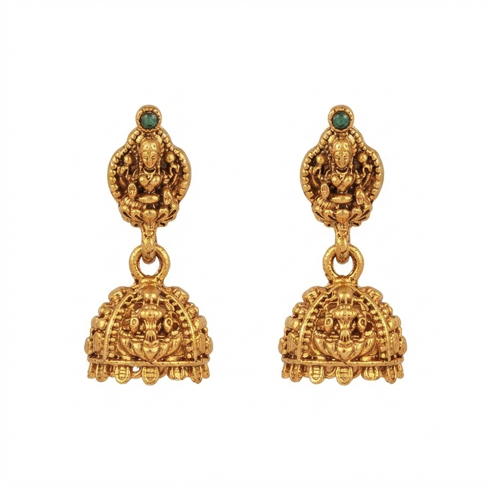 The99Jewel Antique Gold Plated Temple Jhumki Earrings