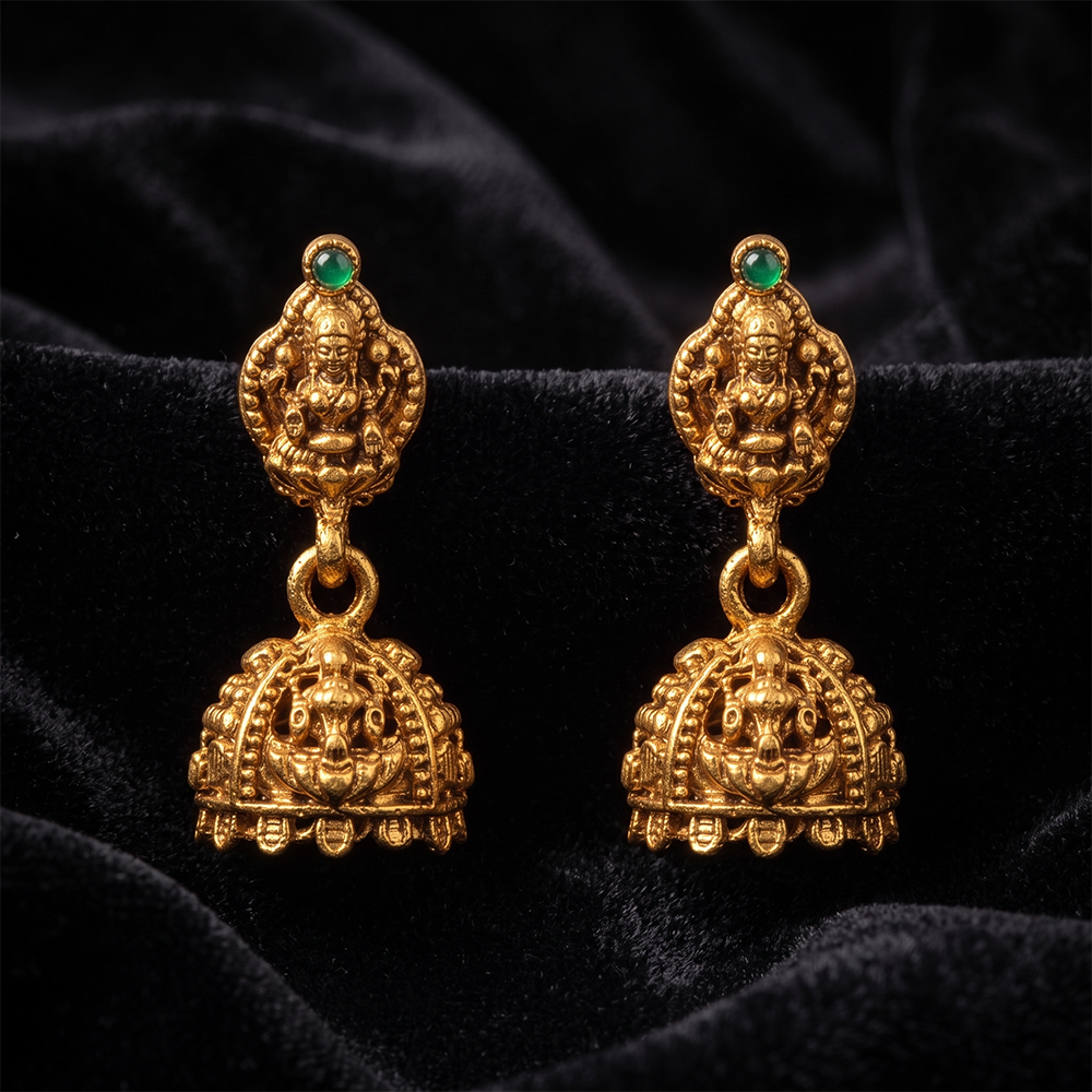 The99Jewel Antique Gold Plated Temple Jhumki Earrings