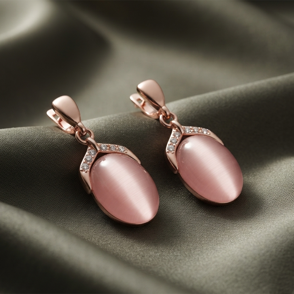 The99Jewel Rose Gold Plated Monalisa Stone Dangler Earrings