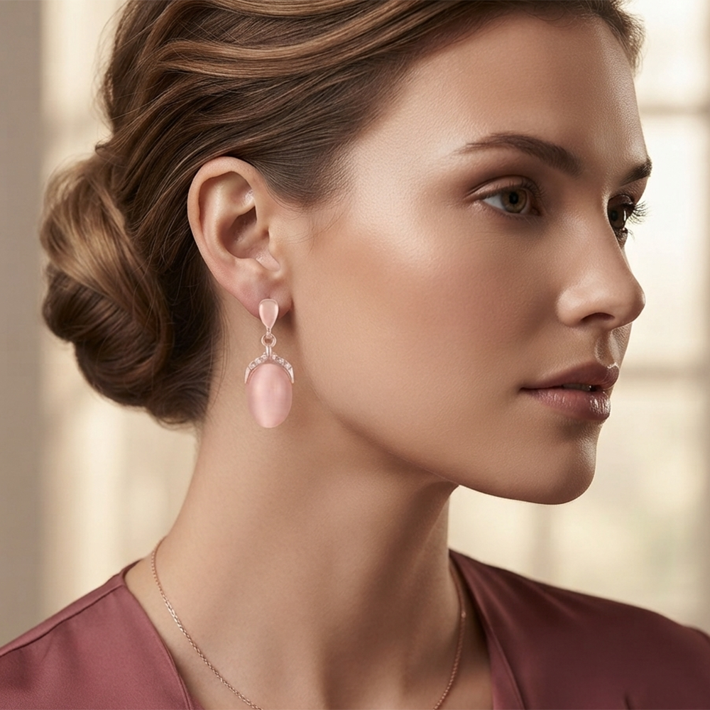 The99Jewel Rose Gold Plated Monalisa Stone Dangler Earrings