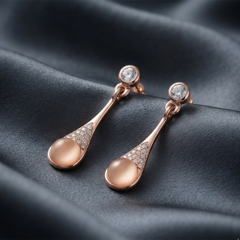 The99Jewel Rose Gold Plated Monalisa Stone Dangler Earrings
