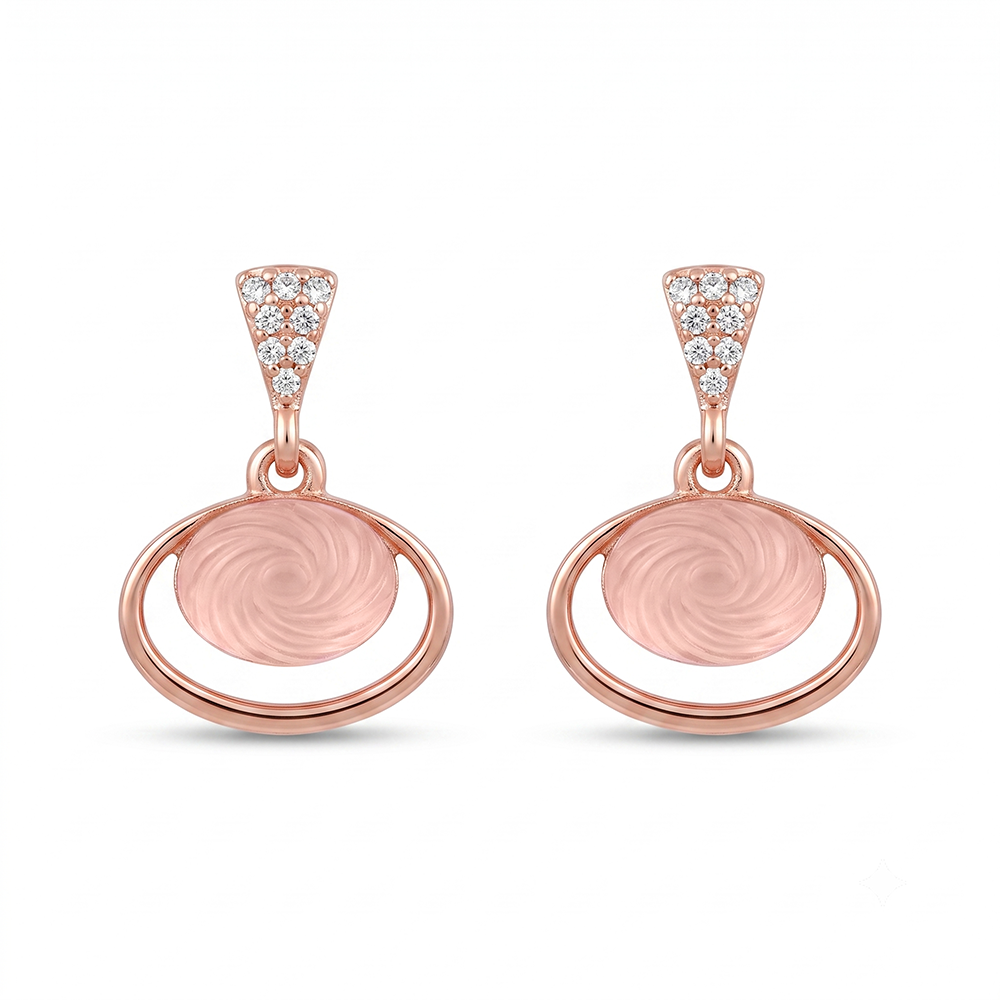 The99Jewel Rose Gold Plated Monalisa Stone Dangler Earrings