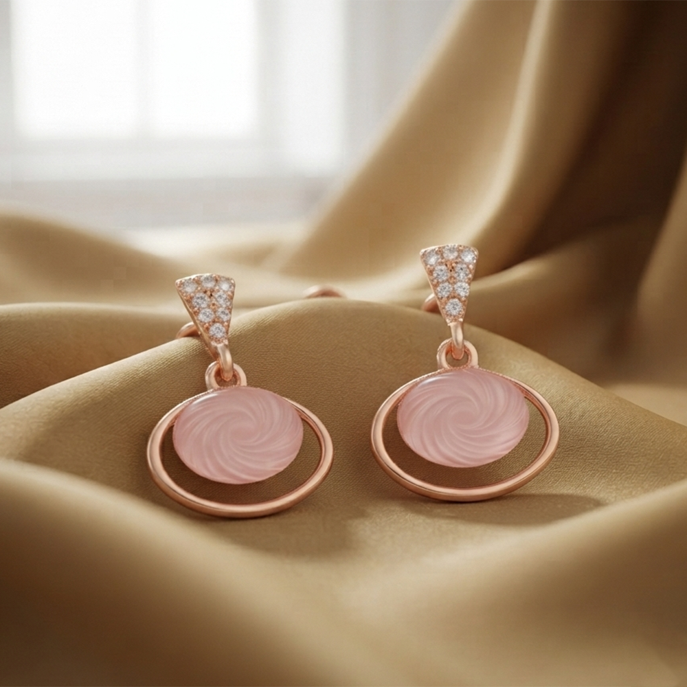 The99Jewel Rose Gold Plated Monalisa Stone Dangler Earrings