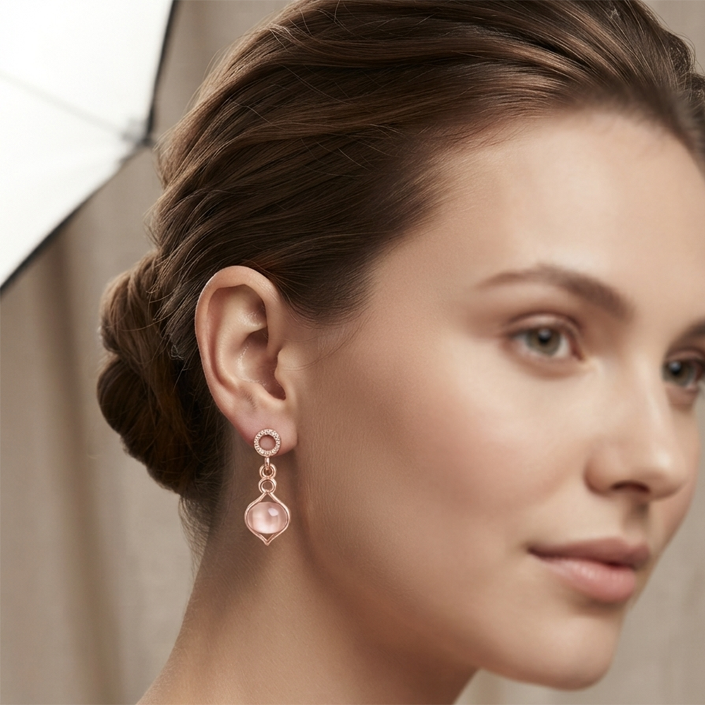 The99Jewel Rose Gold Plated Monalisa Stone Dangler Earrings