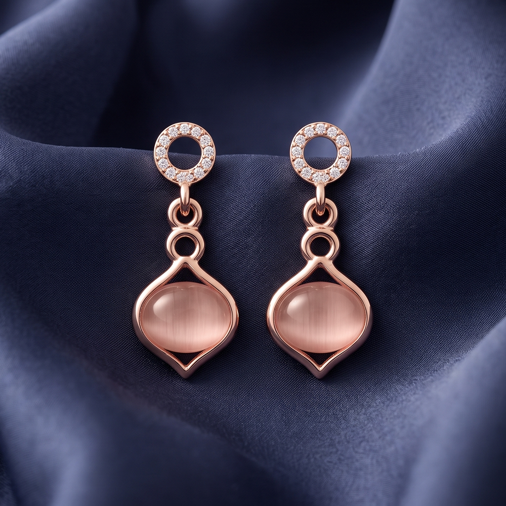 The99Jewel Rose Gold Plated Monalisa Stone Dangler Earrings