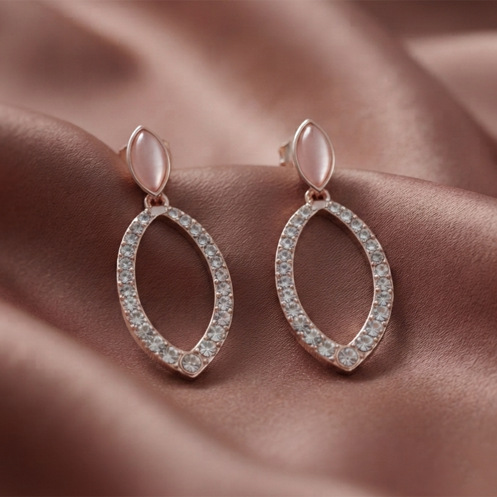 The99Jewel Rose Gold Plated Monalisa Stone Dangler Earrings