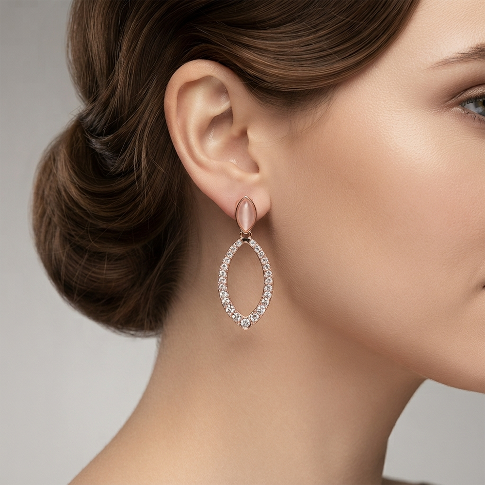 The99Jewel Rose Gold Plated Monalisa Stone Dangler Earrings