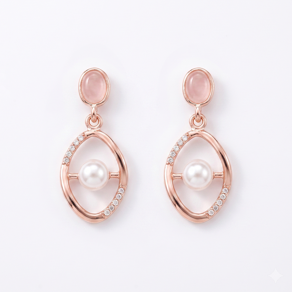 The99Jewel Rose Gold Plated Monalisa Stone Dangler Earrings