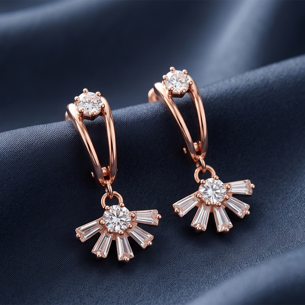The99Jewel Rose Gold Plated Austrain Stone Dangler Earrings