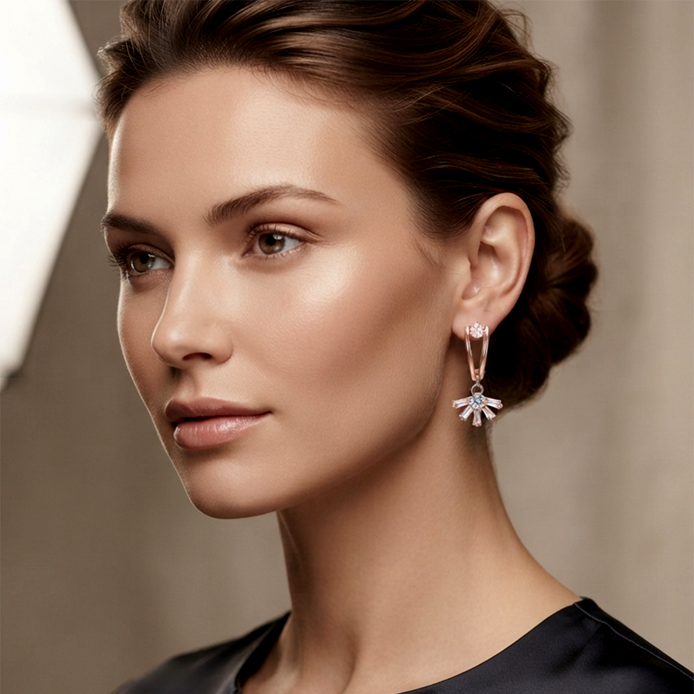 The99Jewel Rose Gold Plated Austrain Stone Dangler Earrings