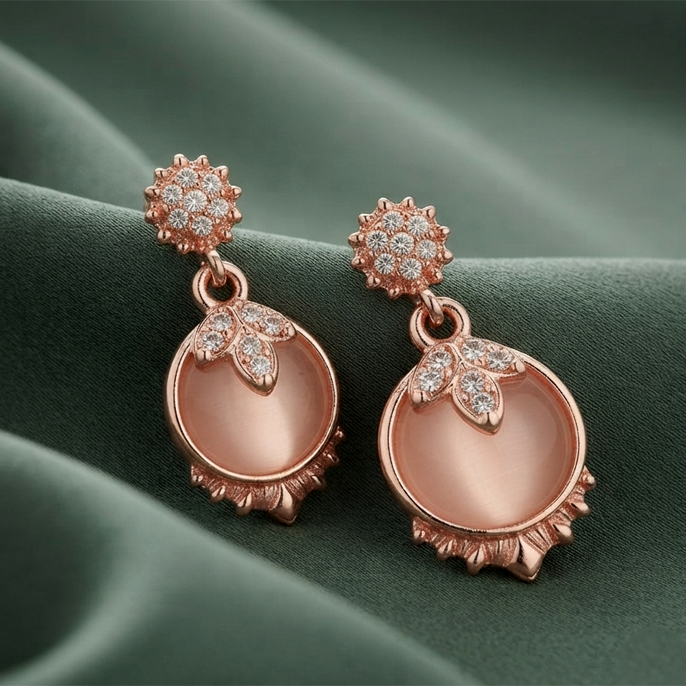 The99Jewel Rose Gold Plated Monalisa Stone Dangler Earrings