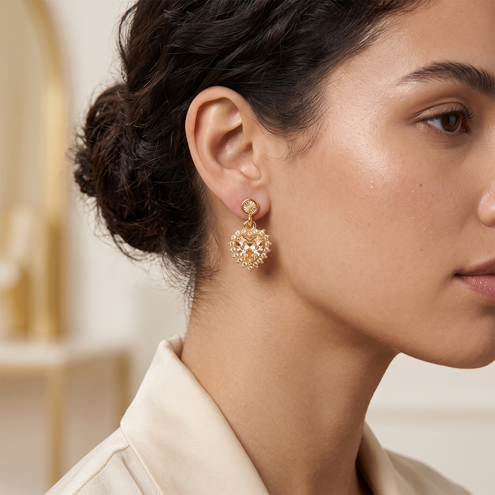The99Jewel Gold Plated Austrian Stone Small Dangler Earrings