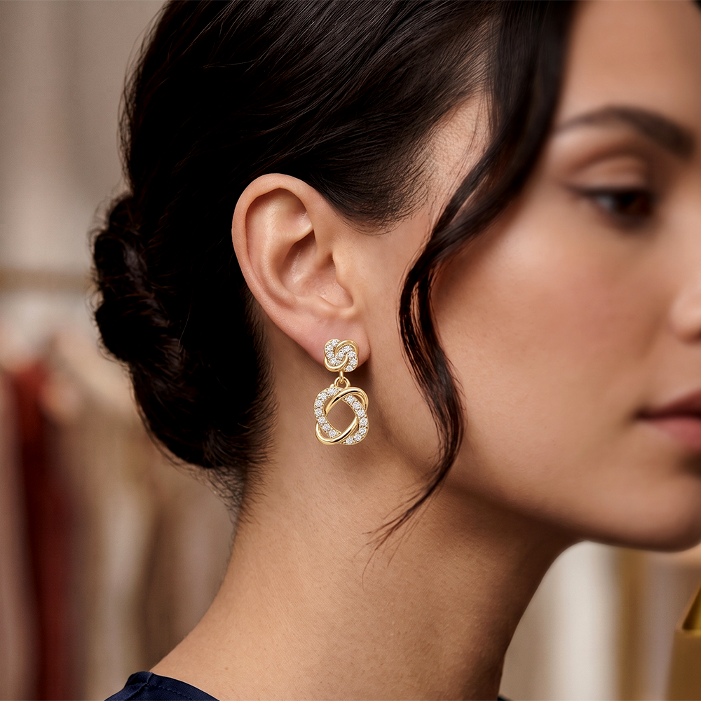 The99Jewel Gold Plated Austrian Stone Small Dangler Earrings