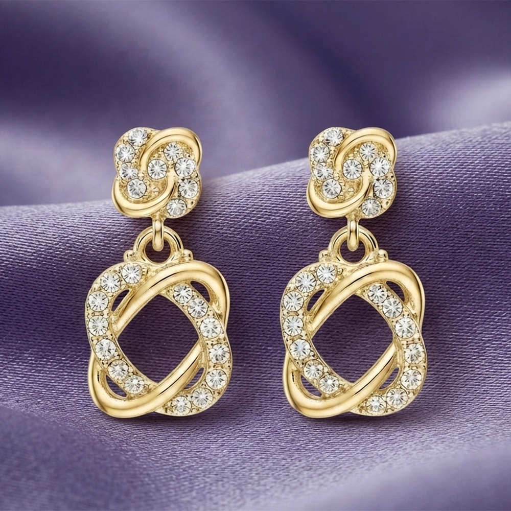 The99Jewel Gold Plated Austrian Stone Small Dangler Earrings