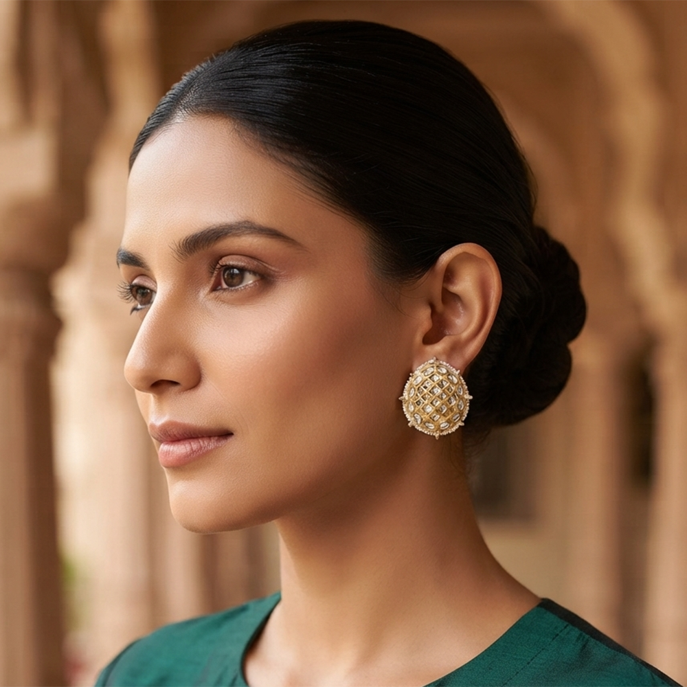 The99Jewel Gold Plated Kundan Stud Earrings