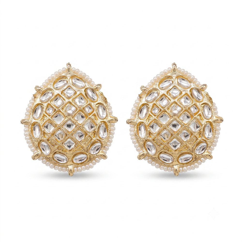 The99Jewel Gold Plated Kundan Stud Earrings