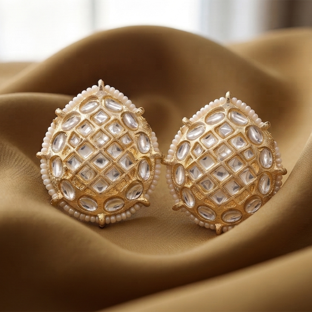 The99Jewel Gold Plated Kundan Stud Earrings