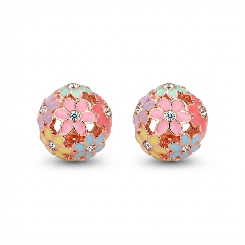 The99Jewel Rose Gold Plated Enamel Stud Earrings