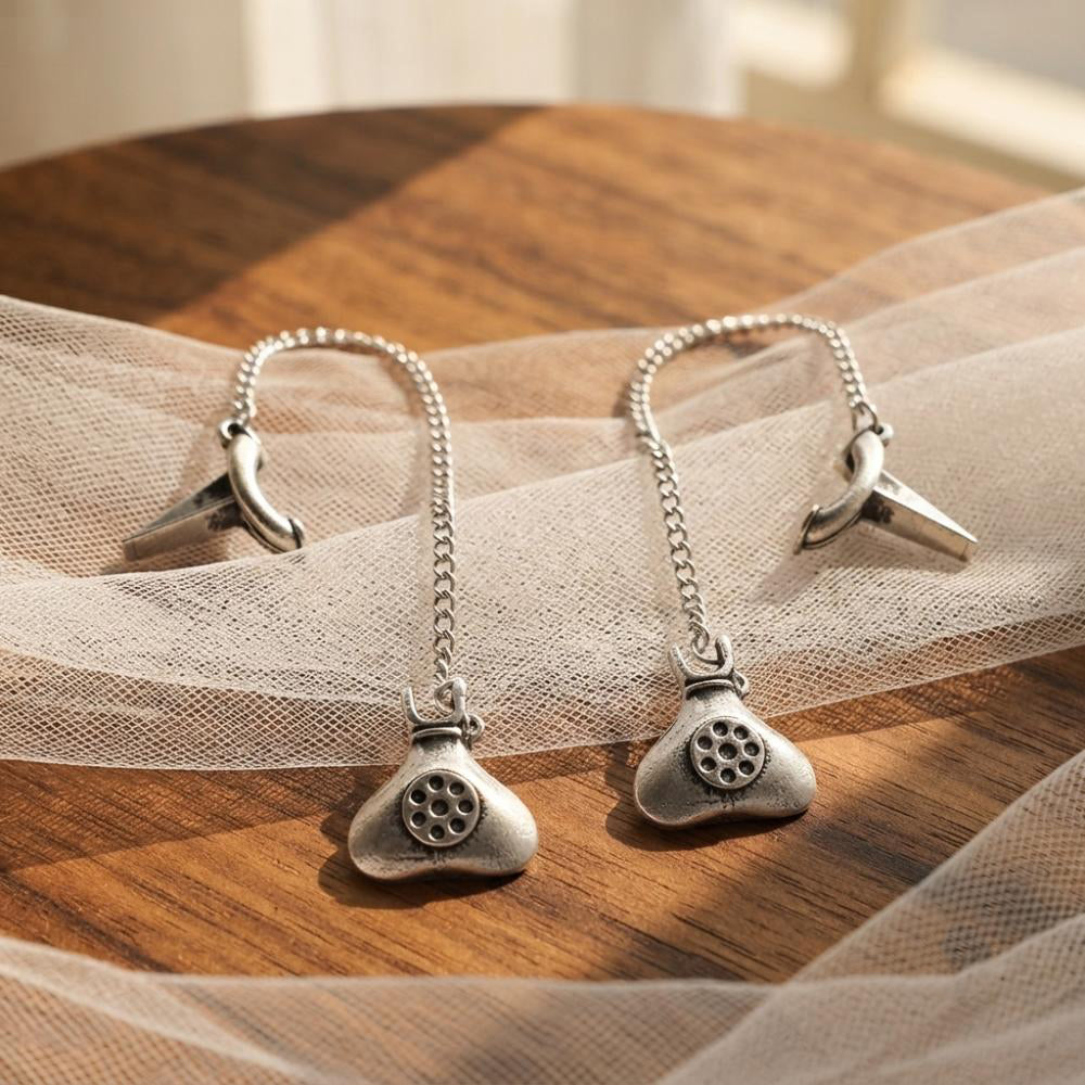 The99Jewel Telephone Shape Oxidised Ear Cuff Earrings for Women Stylish Ethnic Fashion Jewellery