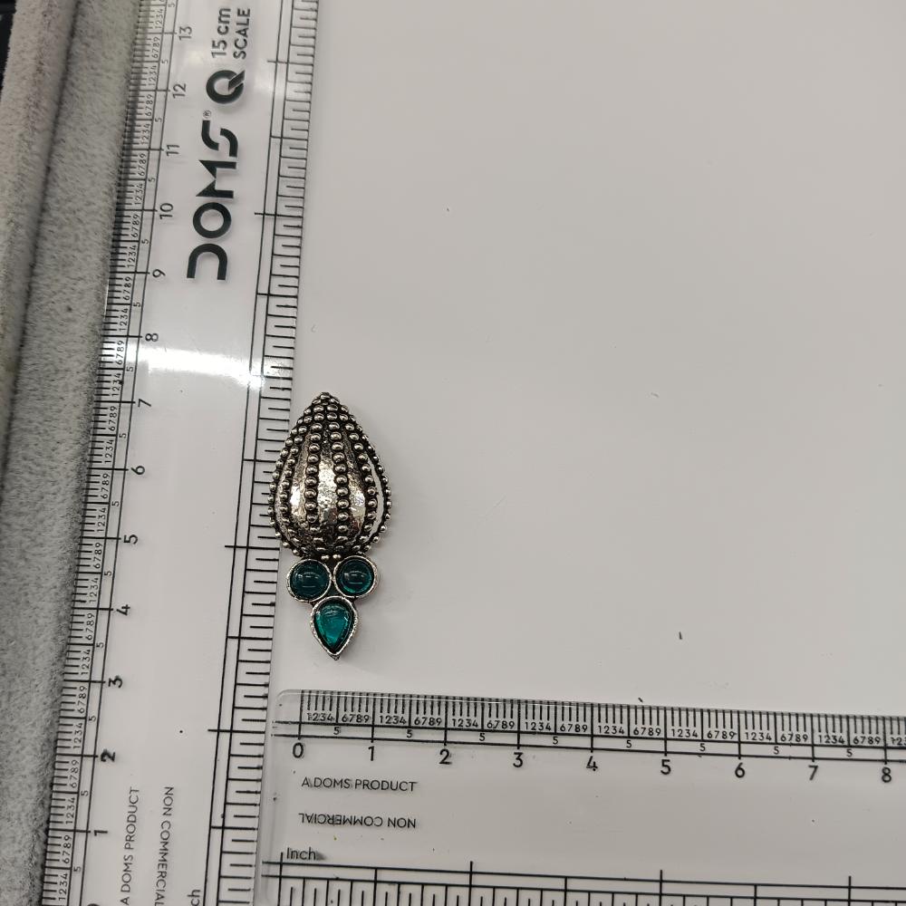 The99Jewel Stylish Oxidised Pota Stone Earrings Domed Motif for Women