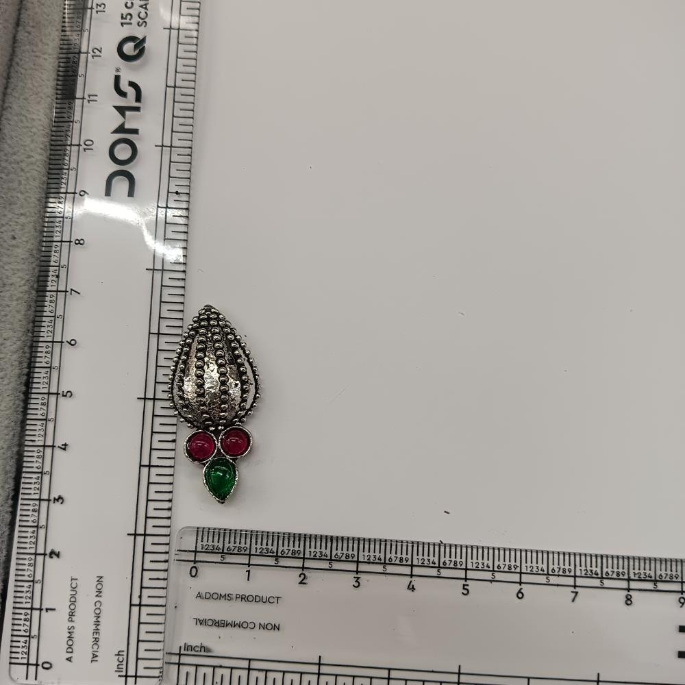 The99Jewel Stylish Oxidised Pota Stone Earrings Domed Motif for Women