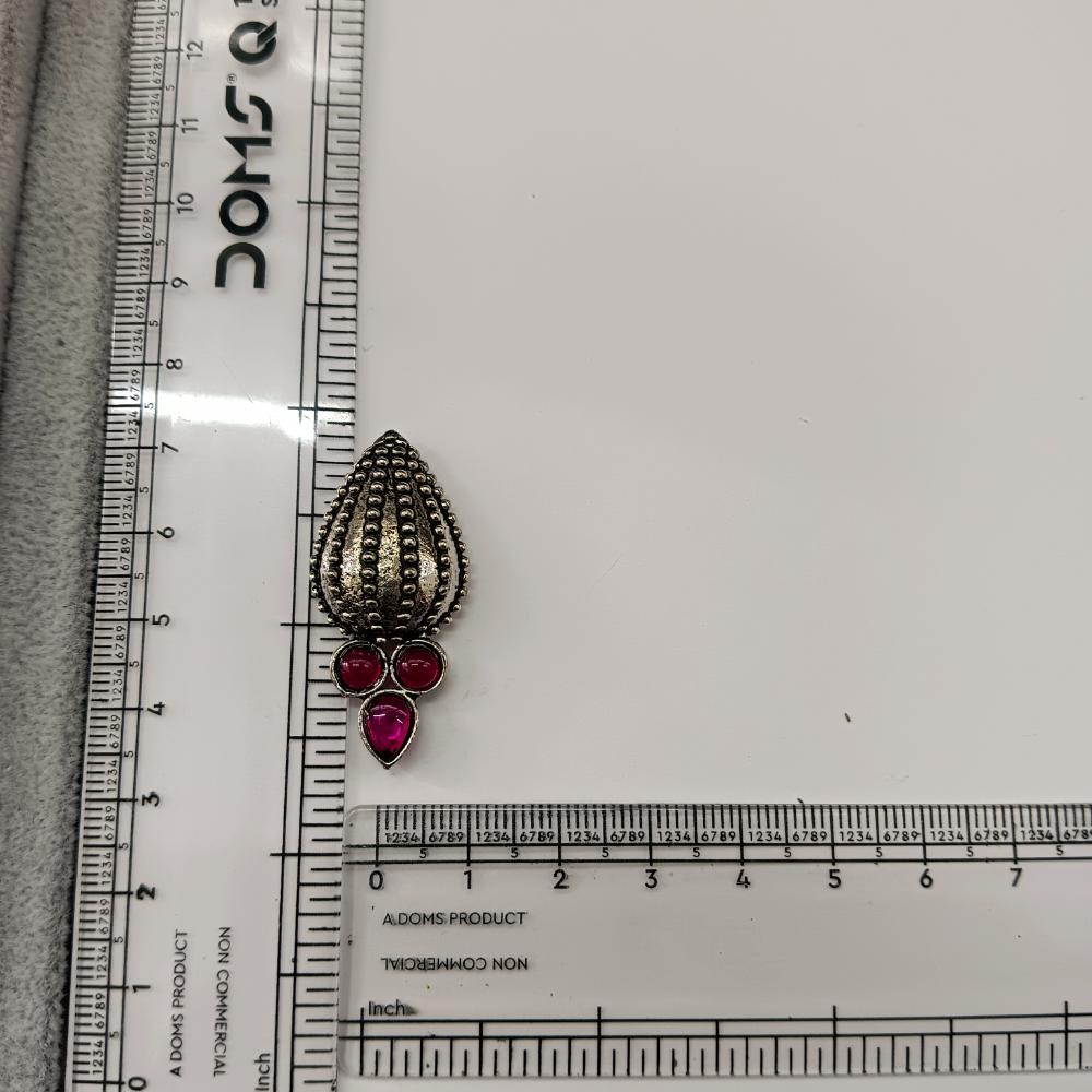 The99Jewel Stylish Oxidised Pota Stone Earrings Domed Motif for Women