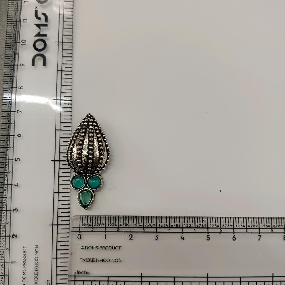 The99Jewel Stylish Oxidised Pota Stone Earrings Domed Motif for Women
