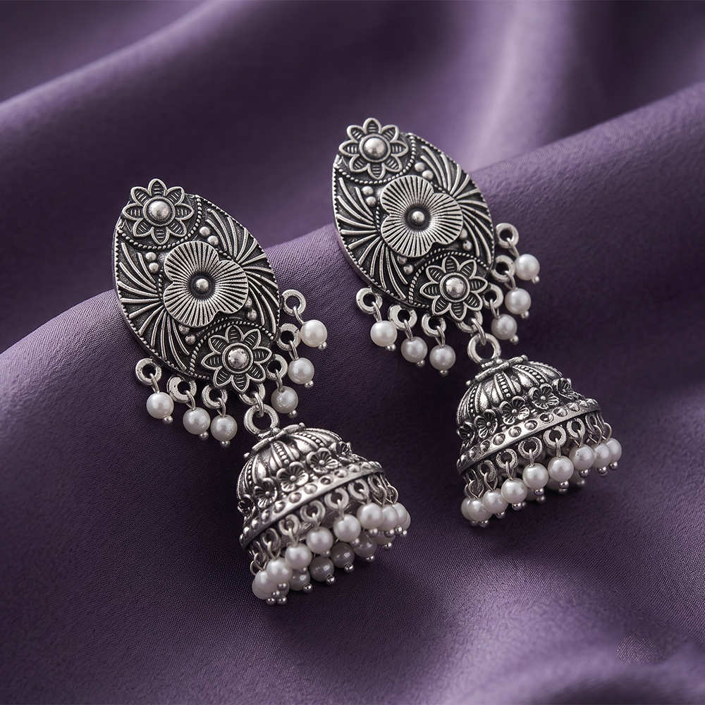 The99Jewel Lightweight Oxidised Jhumki Earrings for women