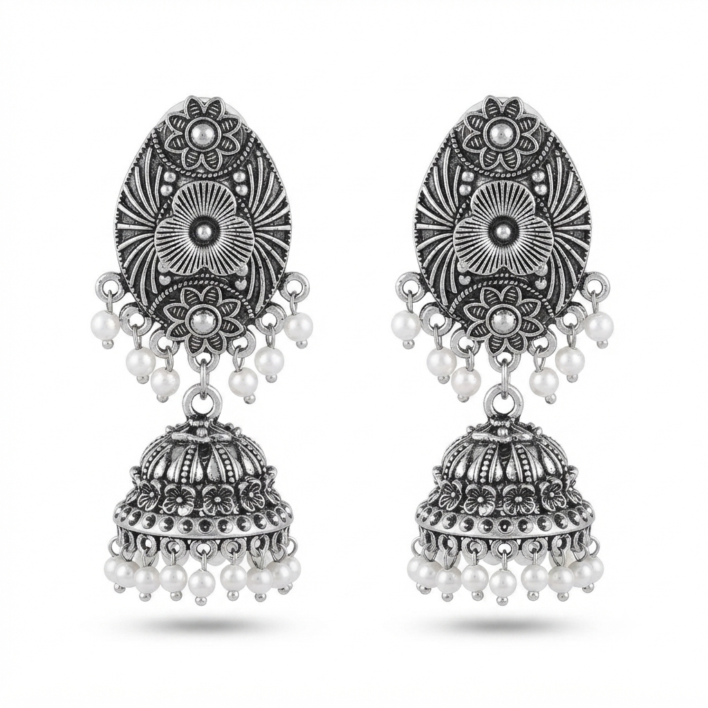 The99Jewel Lightweight Oxidised Jhumki Earrings for women