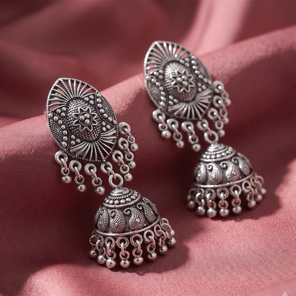 The99Jewel Lightweight Oxidised Jhumki Earrings for women