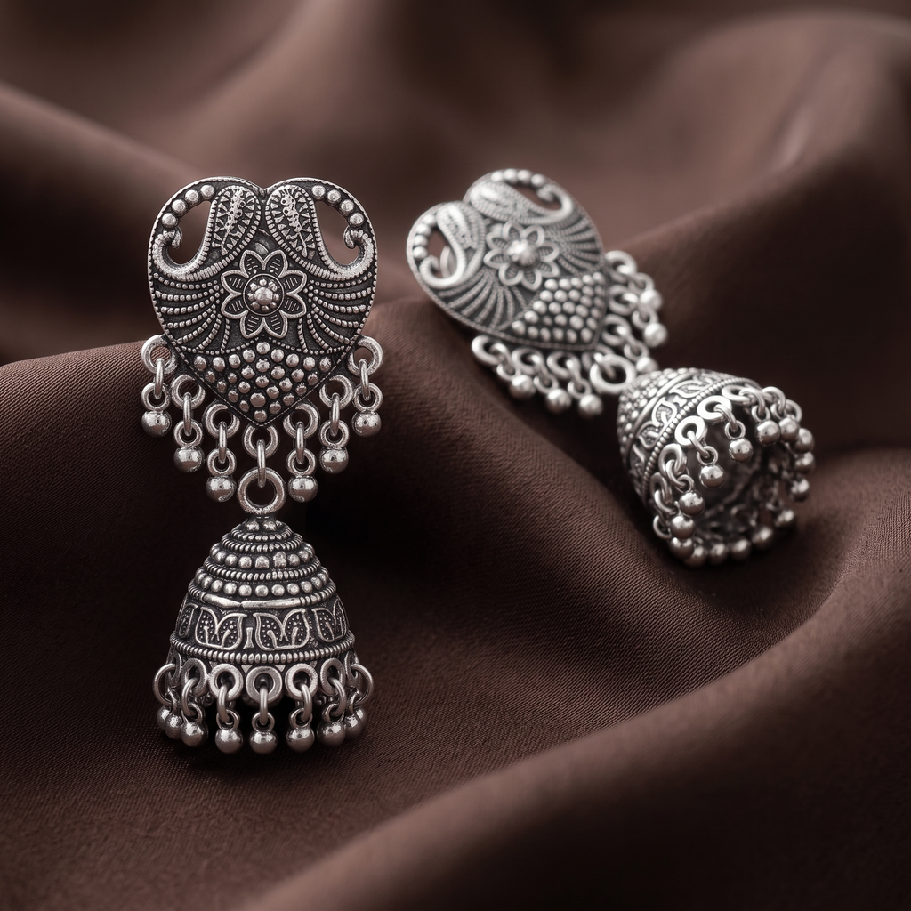 The99Jewel Lightweight Oxidised Jhumki Earrings for women