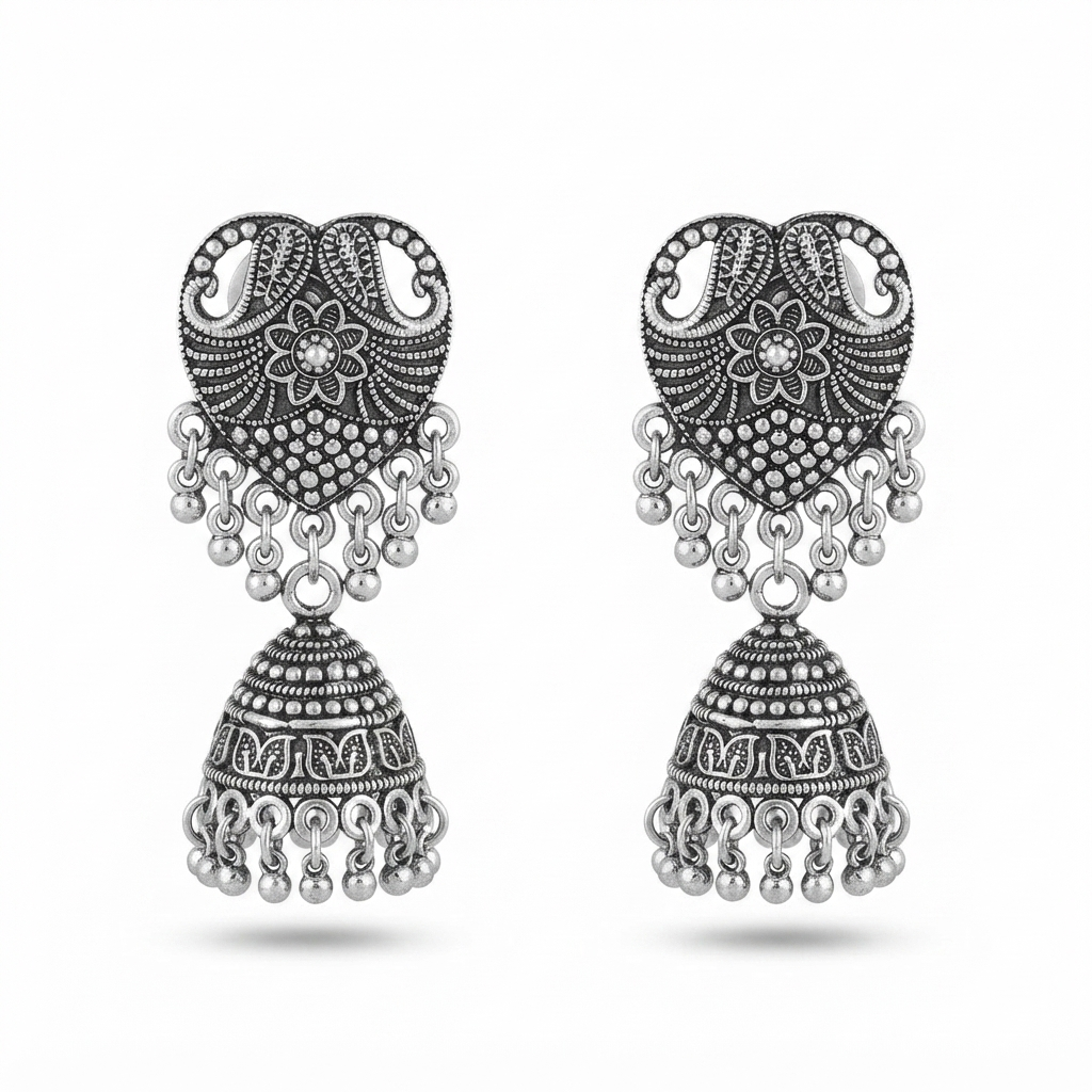The99Jewel Lightweight Oxidised Jhumki Earrings for women