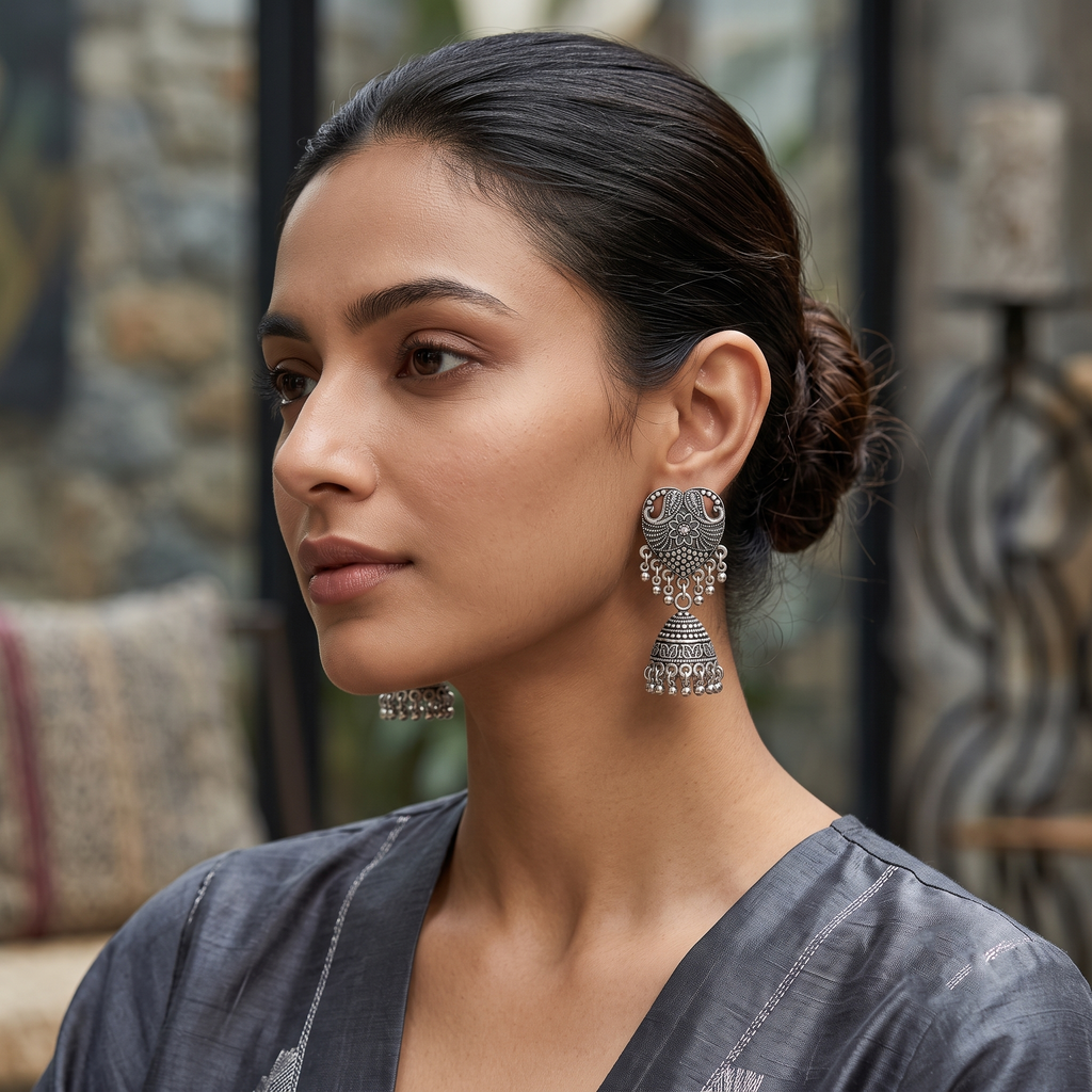 The99Jewel Lightweight Oxidised Jhumki Earrings for women