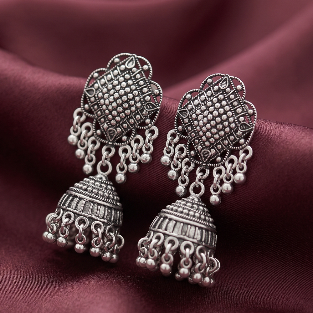 The99Jewel Lightweight Oxidised Jhumki Earrings for women