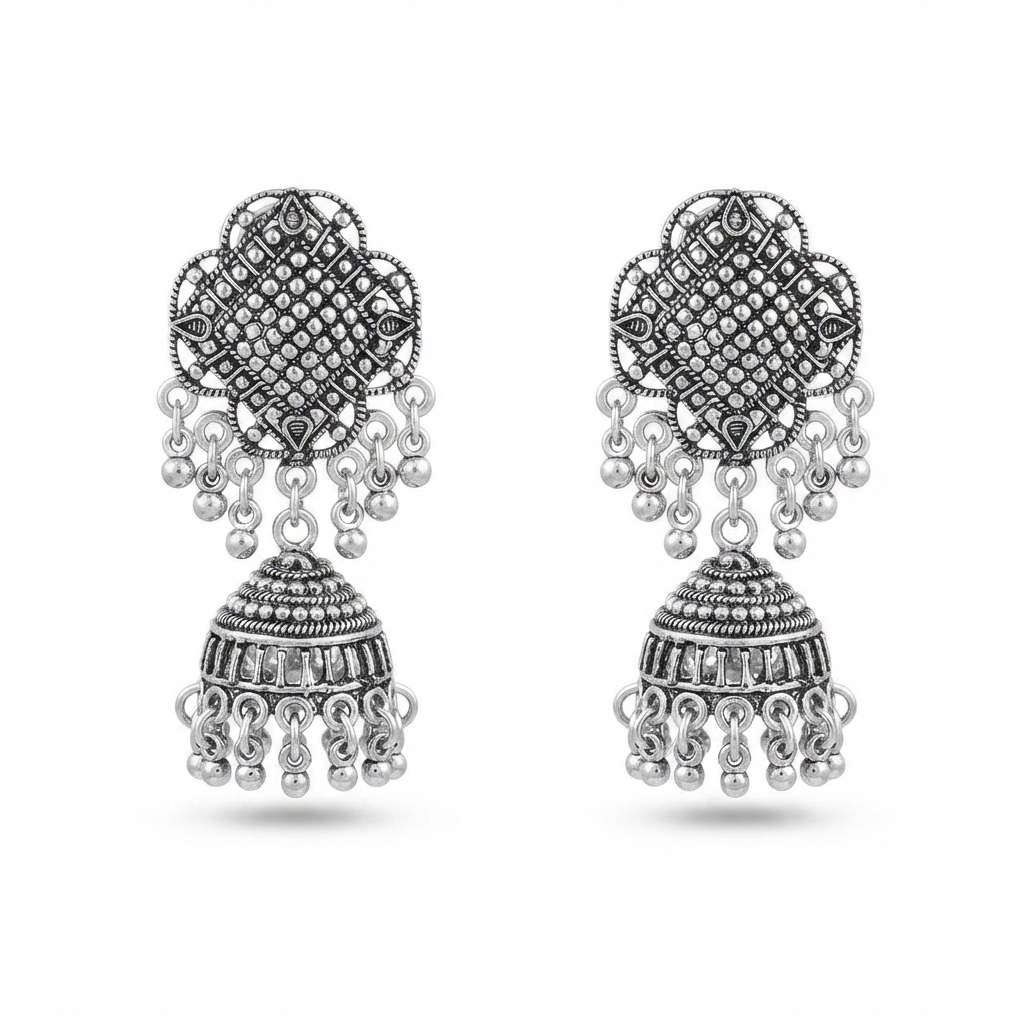 The99Jewel Lightweight Oxidised Jhumki Earrings for women