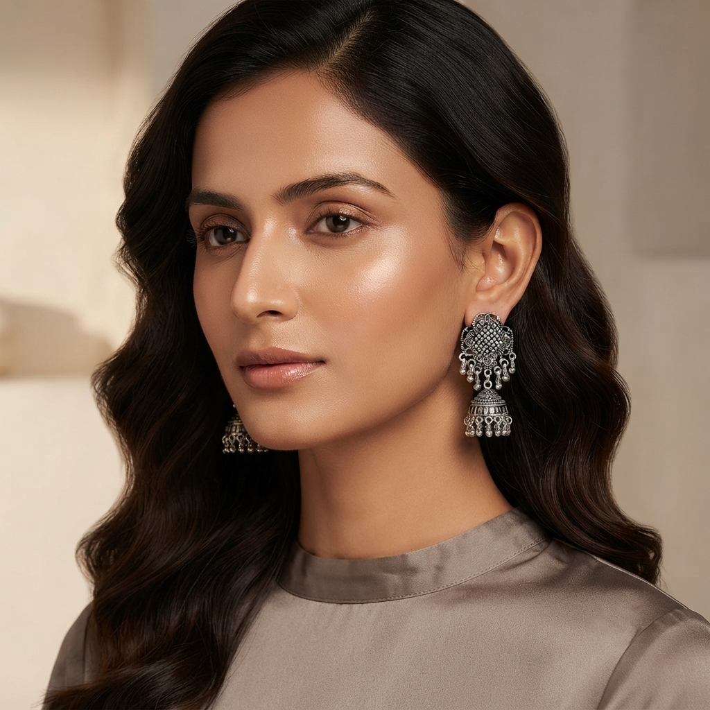 The99Jewel Lightweight Oxidised Jhumki Earrings for women