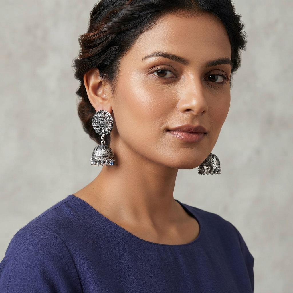 The99Jewel Stylish Oxidised Jhumki Earrings for Women