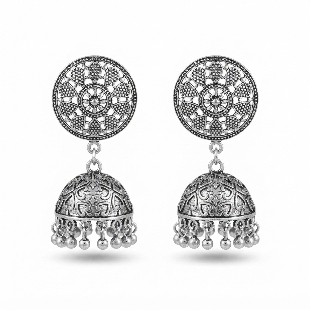 The99Jewel Stylish Oxidised Jhumki Earrings for Women