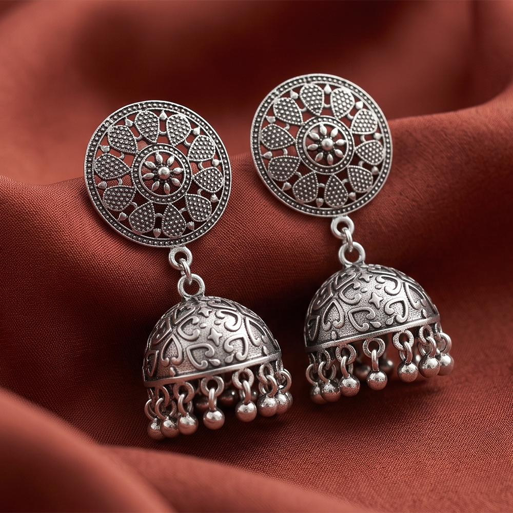 The99Jewel Stylish Oxidised Jhumki Earrings for Women