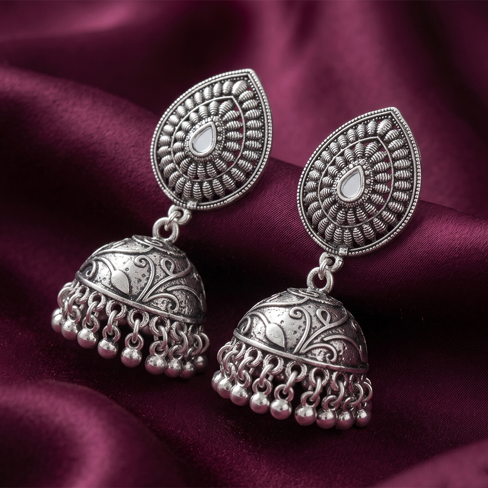 The99Jewel Stylish Oxidised Jhumki Earrings for Women